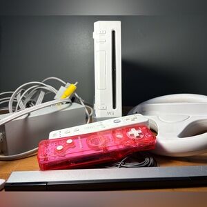 Nintendo Wii with Pink and White Controllers